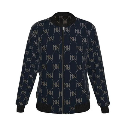 Black Navy Reversible Silk Bomber Jacket - IVORYNN