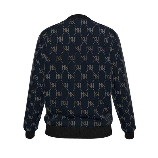 Black Navy Reversible Silk Bomber Jacket - IVORYNN