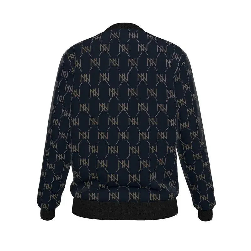 Black Navy Reversible Silk Bomber Jacket - IVORYNN