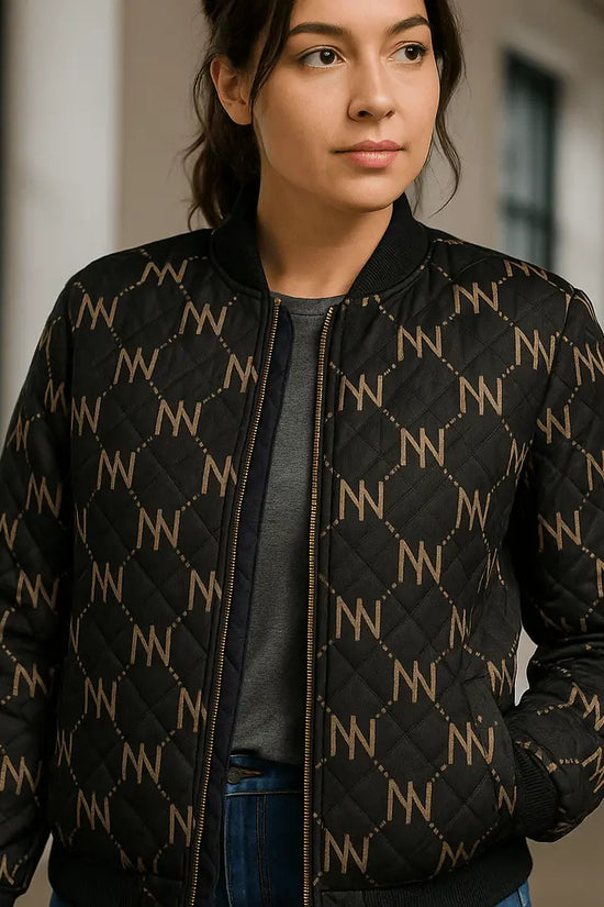 Black Navy Reversible Silk Bomber Jacket - IVORYNN