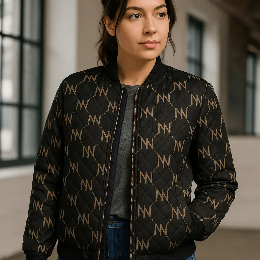 Black Navy Reversible Silk Bomber Jacket - IVORYNN