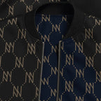 Black Navy Reversible Silk Bomber Jacket - IVORYNN