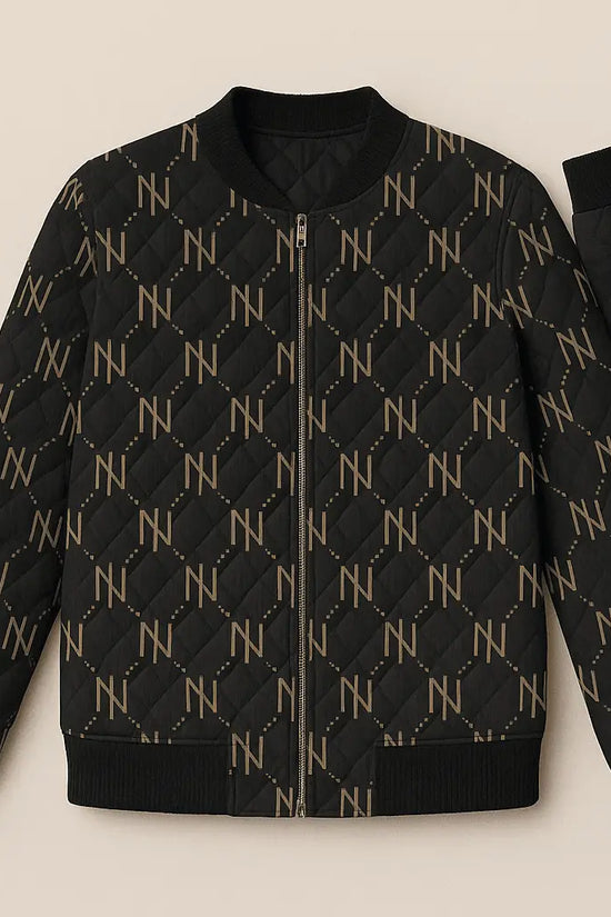 Black Navy Reversible Silk Bomber Jacket - IVORYNN