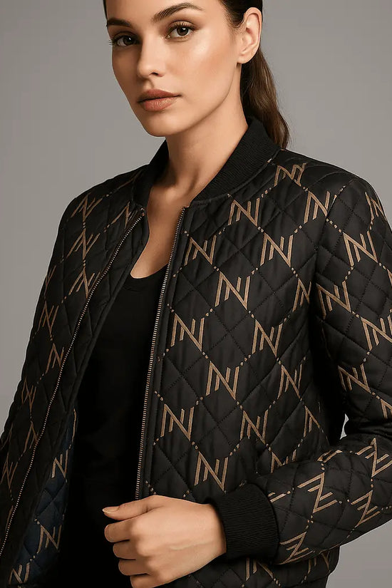 Black Navy Reversible Silk Bomber Jacket - IVORYNN