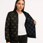 Black Navy Reversible Silk Bomber Jacket - IVORYNN