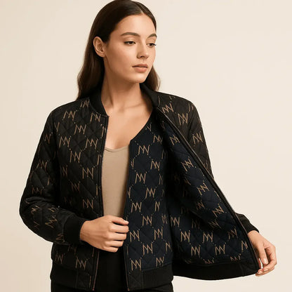 Black Navy Reversible Silk Bomber Jacket - IVORYNN