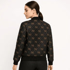 Black Navy Reversible Silk Bomber Jacket - IVORYNN