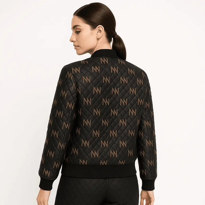 Black Navy Reversible Silk Bomber Jacket - IVORYNN