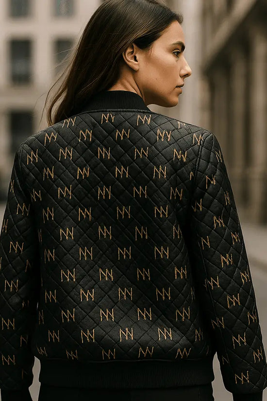 Black Navy Reversible Silk Bomber Jacket - IVORYNN