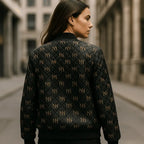 Black Navy Reversible Silk Bomber Jacket - IVORYNN