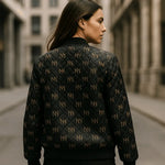 Black Navy Reversible Silk Bomber Jacket - IVORYNN