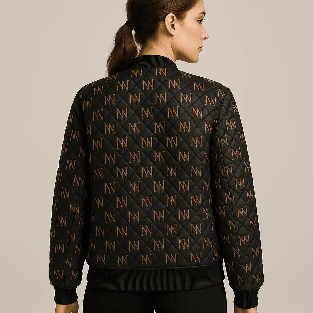 Black Navy Reversible Silk Bomber Jacket - IVORYNN