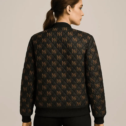 Black Navy Reversible Silk Bomber Jacket - IVORYNN