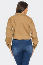 Bling Denim Button Camel Down Shirt - IVORYNN