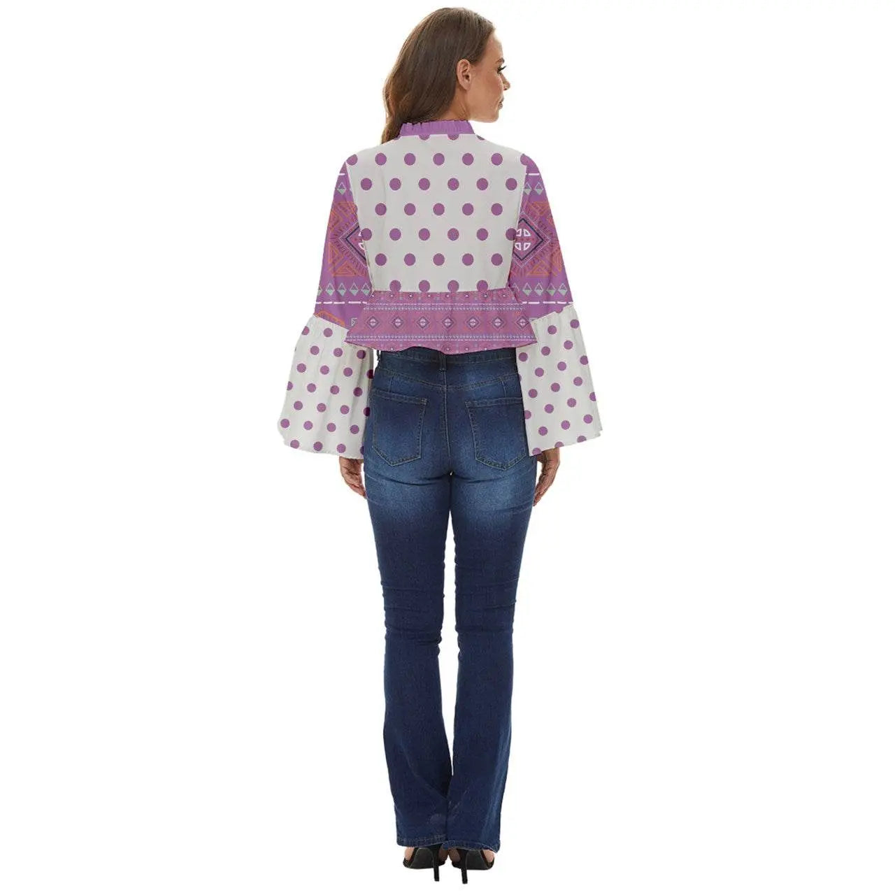 Boho Long Bell Sleeve Top - Mauve - IVORYNN