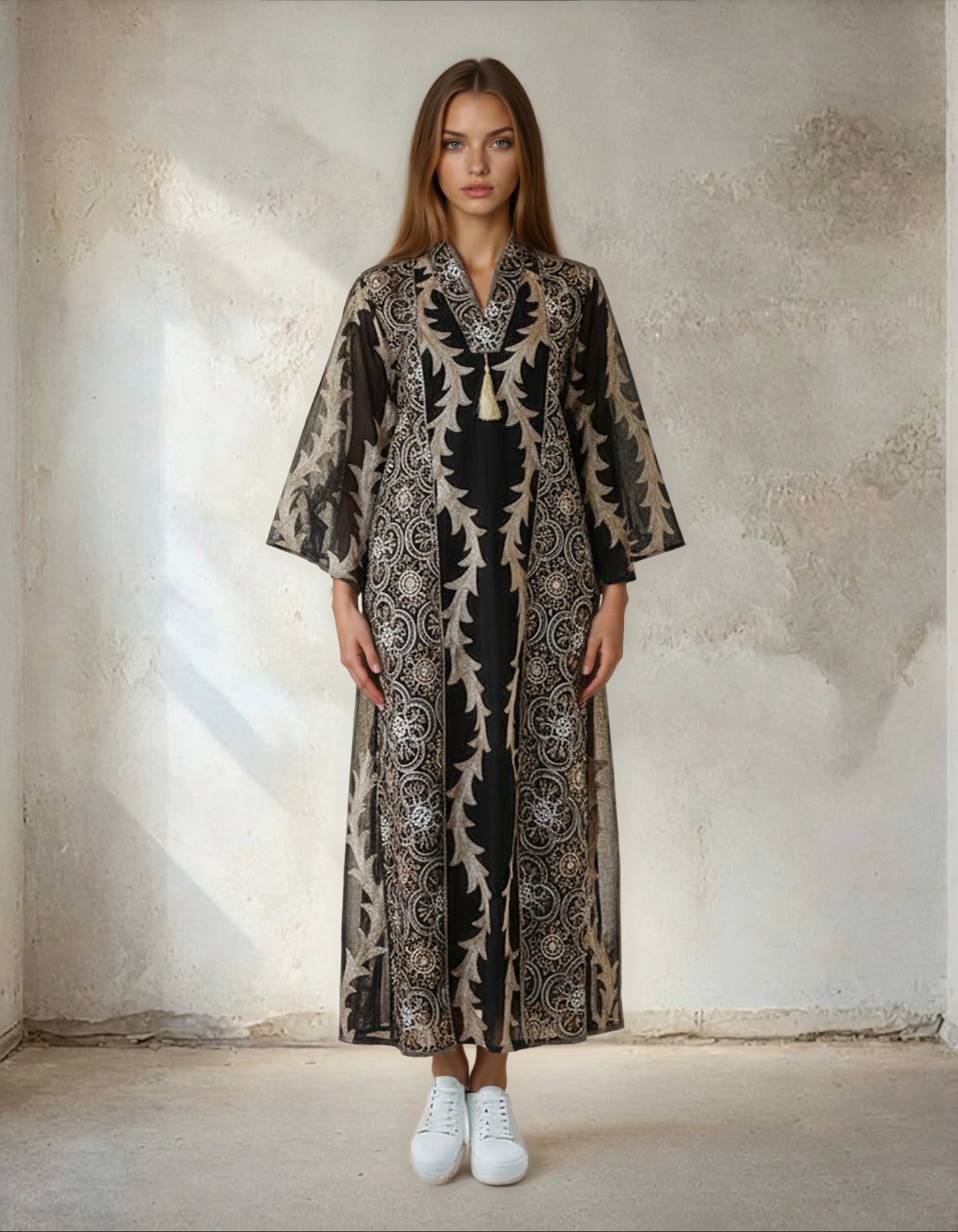 Elegant Embroidered Arab Loose Jalabiya