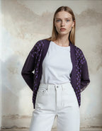 Halloween Ghost Drop Shoulder Knitted Eerie Black Cardigan