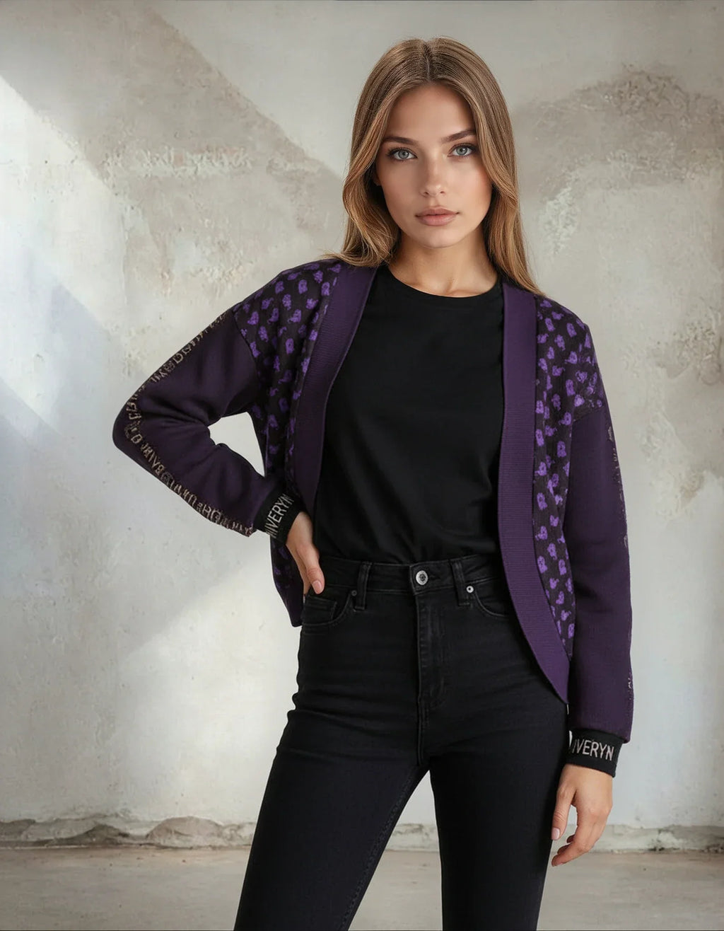 Halloween Ghost Drop Shoulder Knitted Eerie Black Cardigan