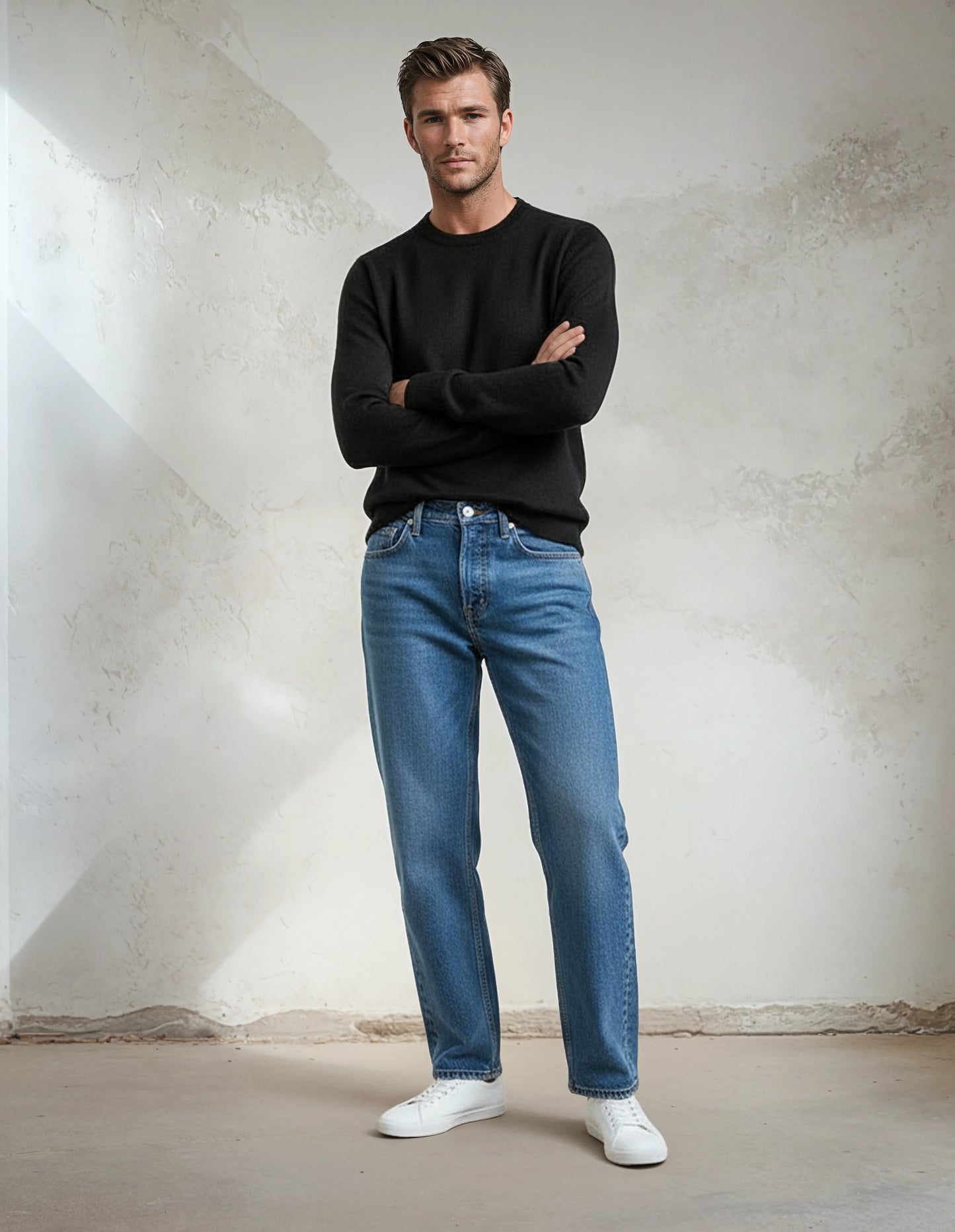 Premium Extra Fine Merino Wool Black Sweater