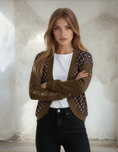 Halloween Ghost Drop Shoulder Knitted Café Noir Cardigan