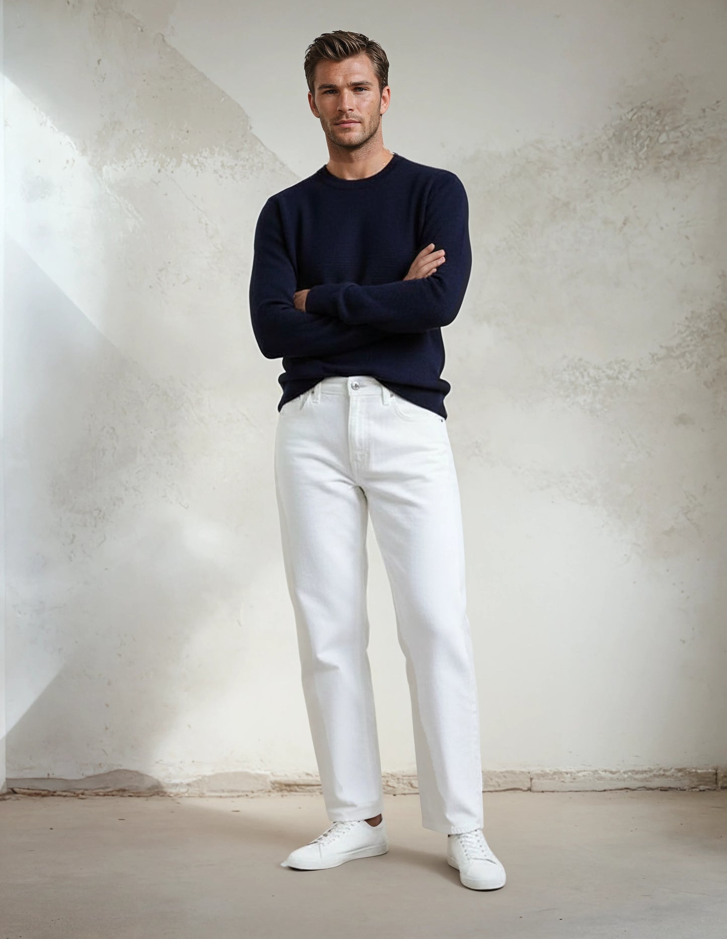 Premium Extra Fine Merino Wool Navy Sweater