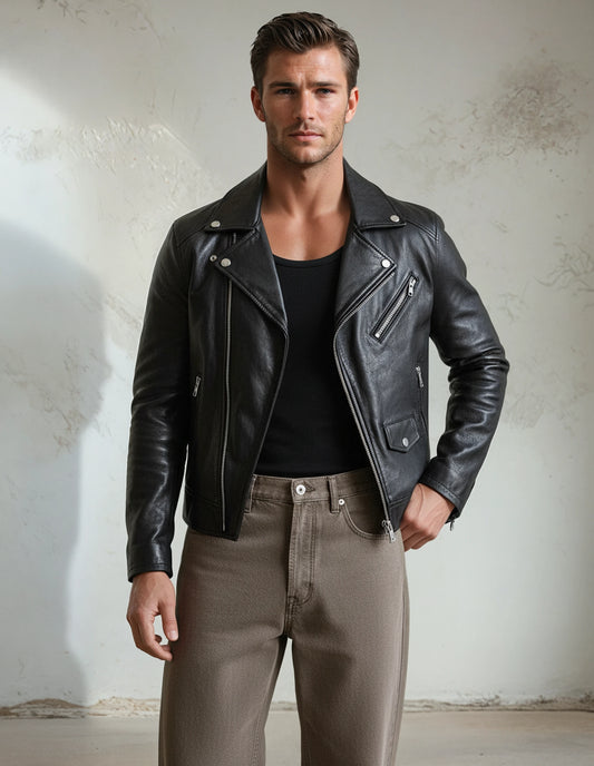 Sustainable Eco Luxe Black Sheepskin Leather Jacket