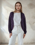 Halloween Ghost Drop Shoulder Knitted Eerie Black Cardigan