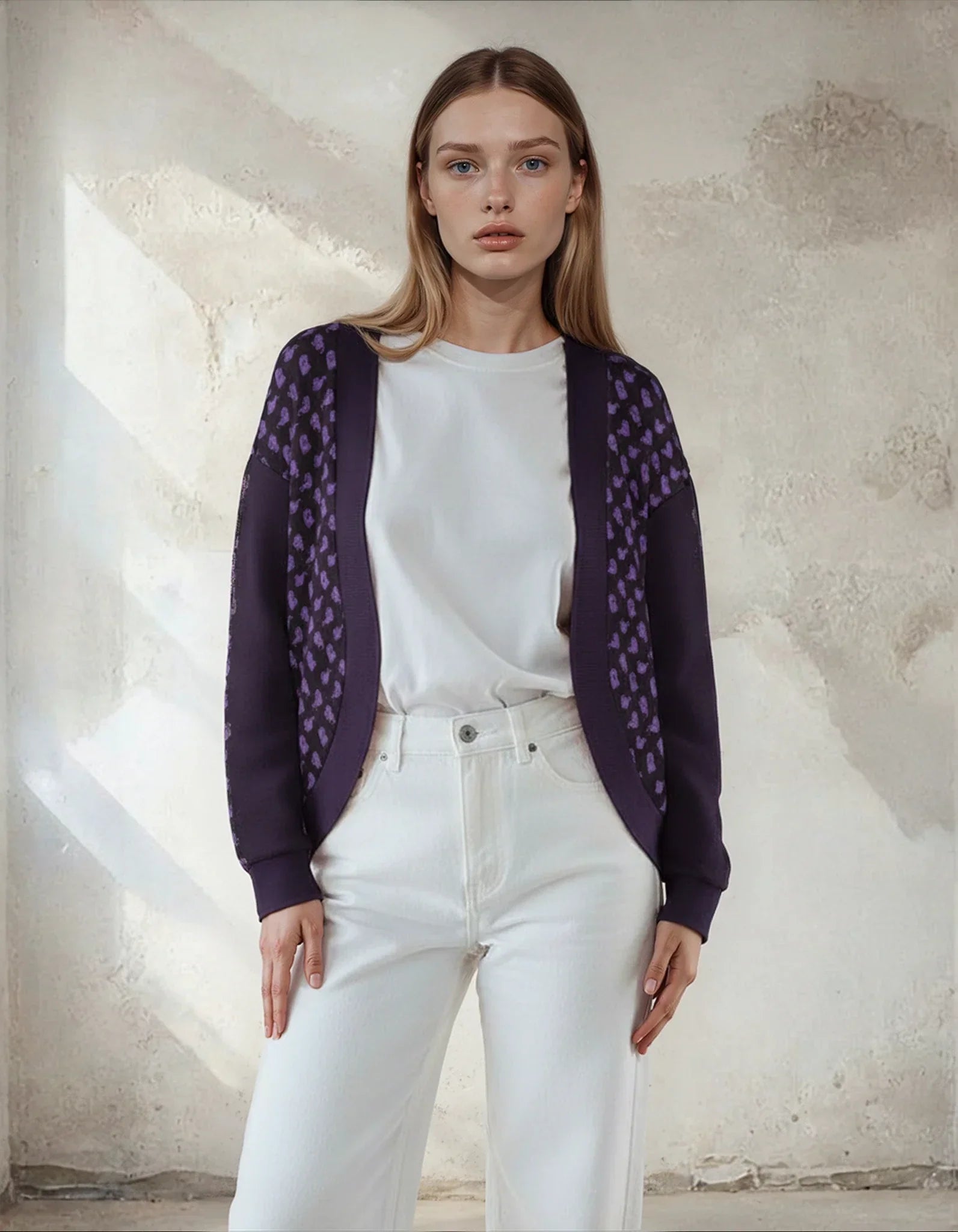 Halloween Ghost Drop Shoulder Knitted Eerie Black Cardigan