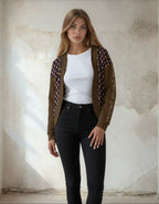 Halloween Ghost Drop Shoulder Knitted Café Noir Cardigan