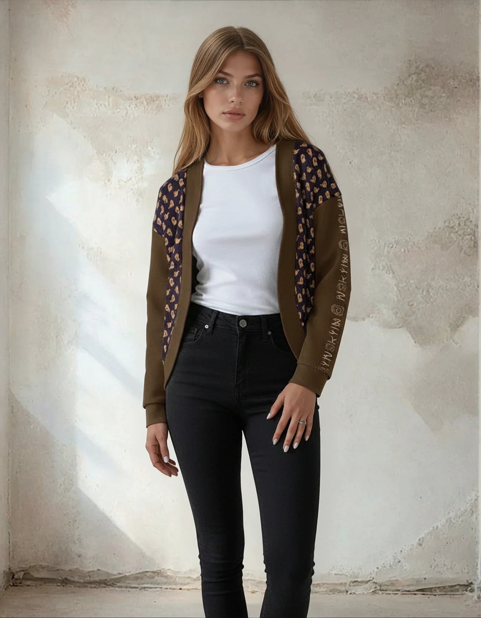 Halloween Ghost Drop Shoulder Knitted Café Noir Cardigan