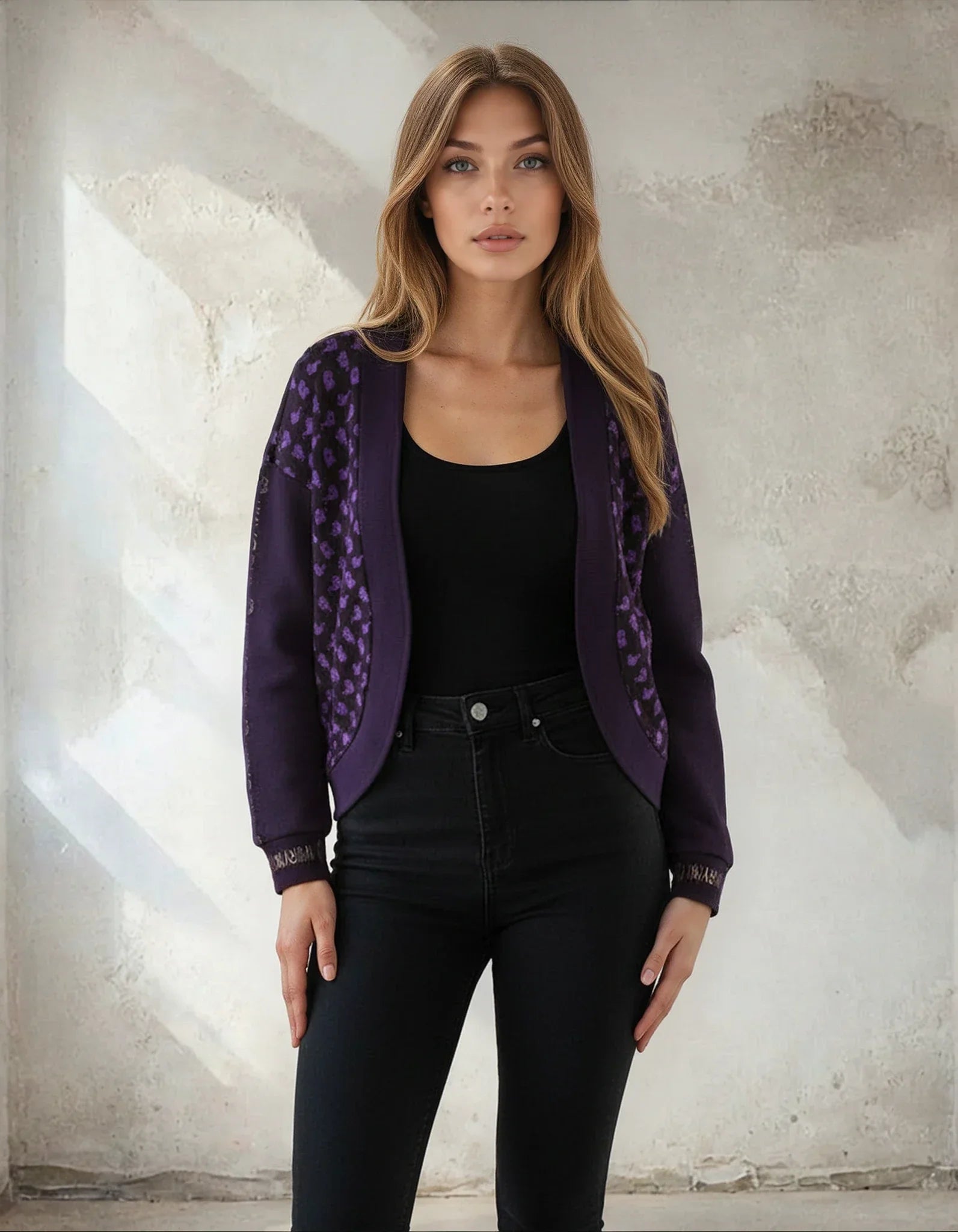 Halloween Ghost Drop Shoulder Knitted Eerie Black Cardigan