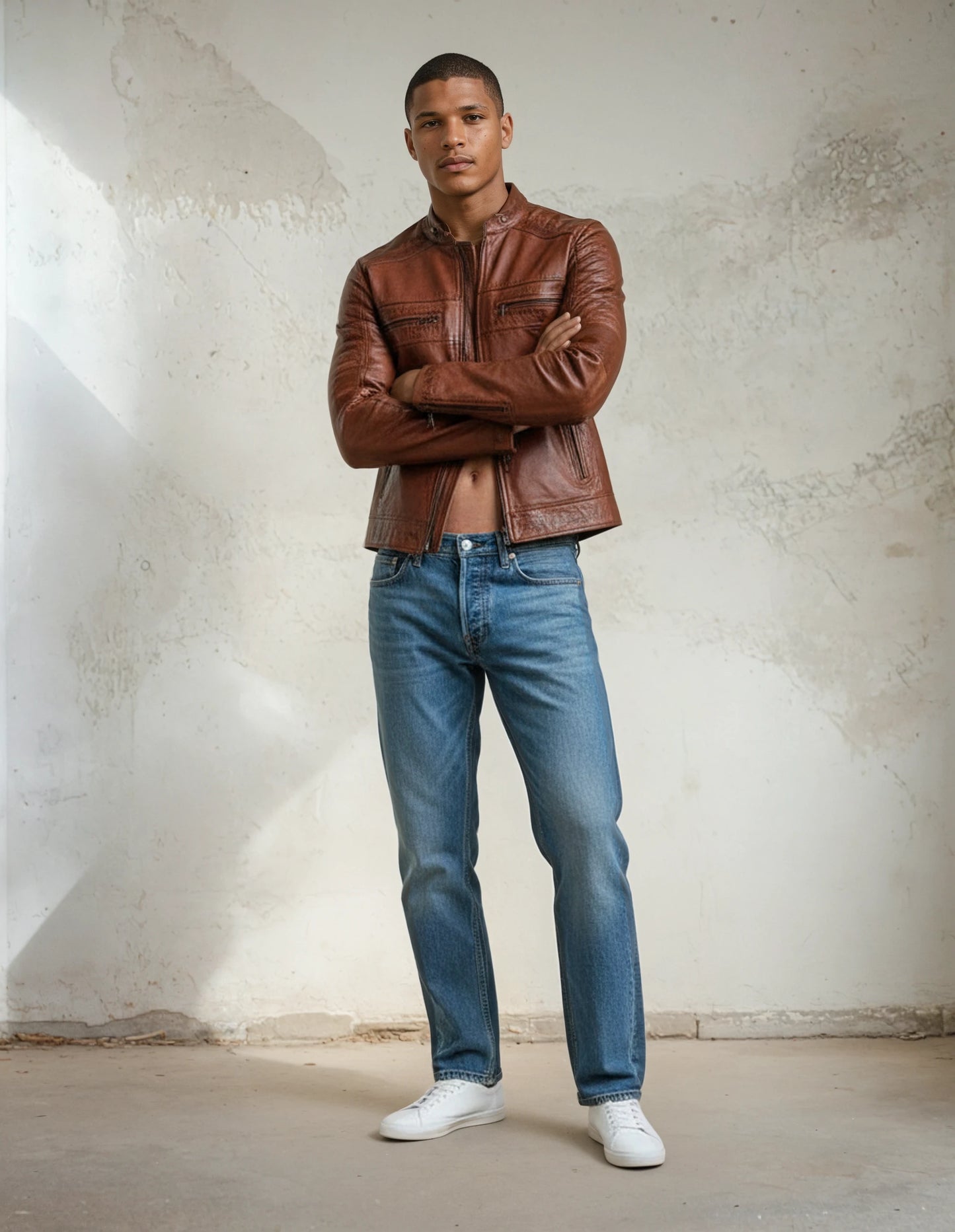 Lambskin Brown Leather Cafe Racer Jacket