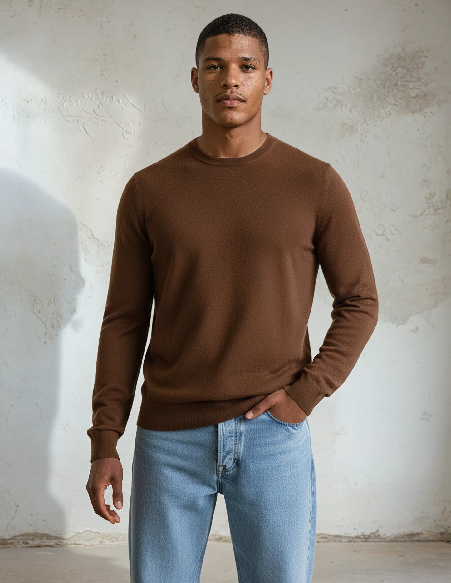 Premium Extra Fine Merino Wool Oak Brown Sweater