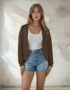 Halloween Ghost Drop Shoulder Knitted Café Noir Cardigan