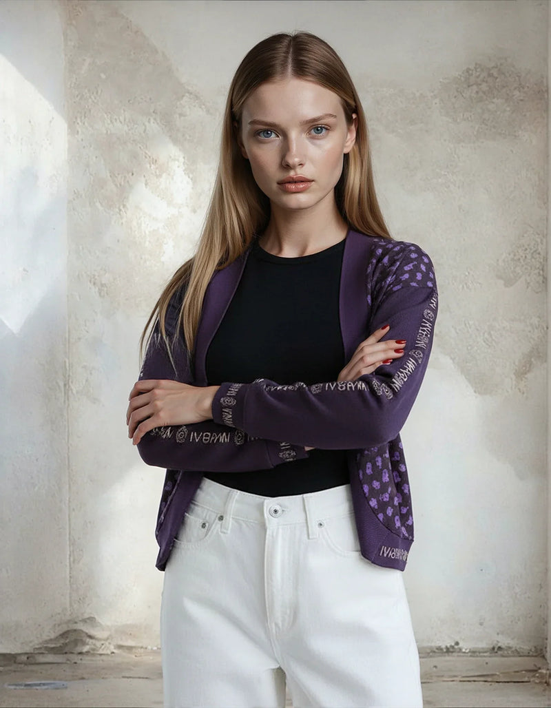 Halloween Ghost Drop Shoulder Knitted Eerie Black Cardigan