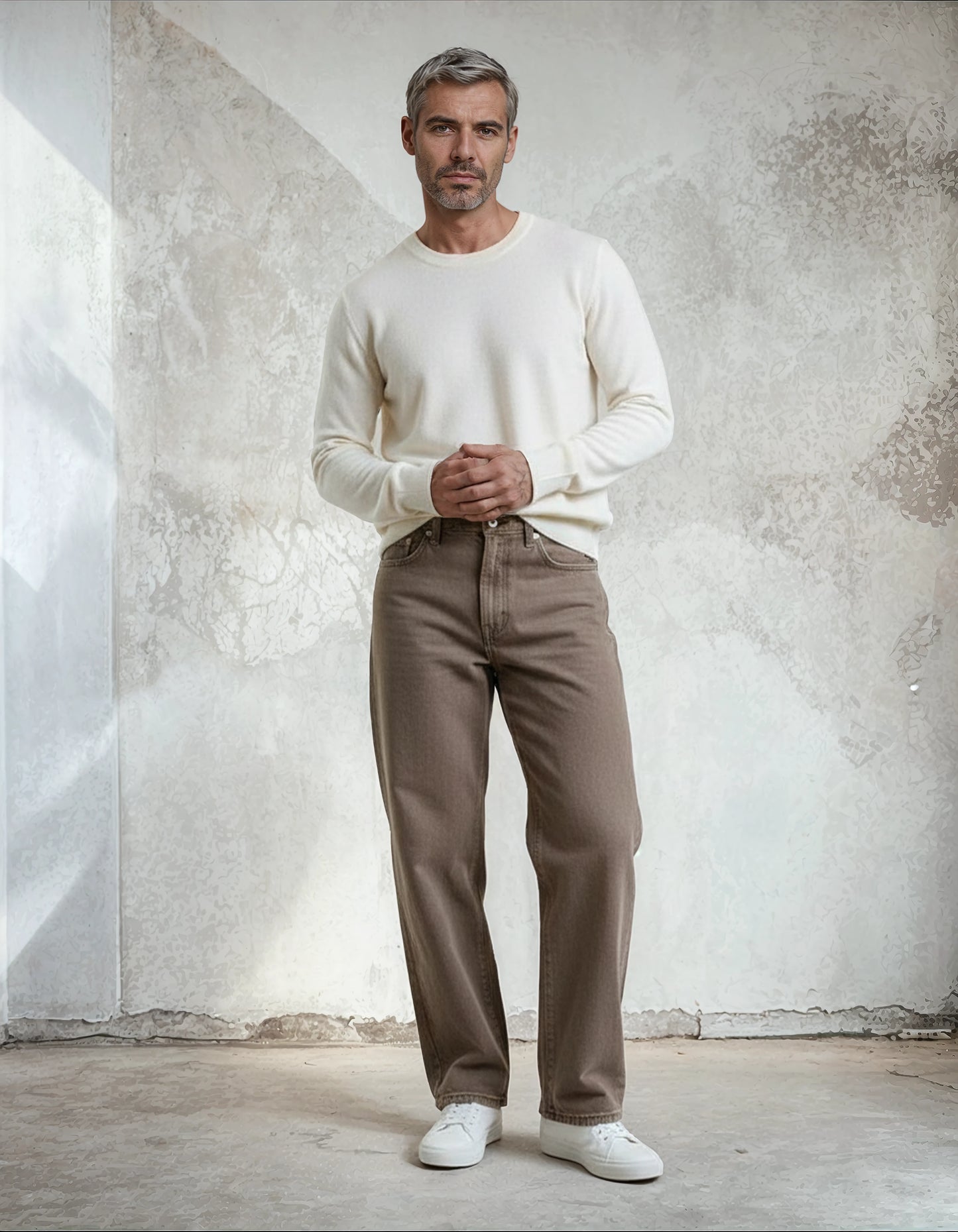 Premium Extra Fine Merino Wool White Sweater