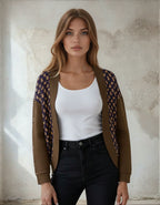 Halloween Ghost Drop Shoulder Knitted Café Noir Cardigan