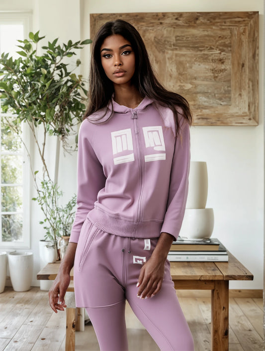 COWT Cropped Zip-Through Pink Sweatshirt