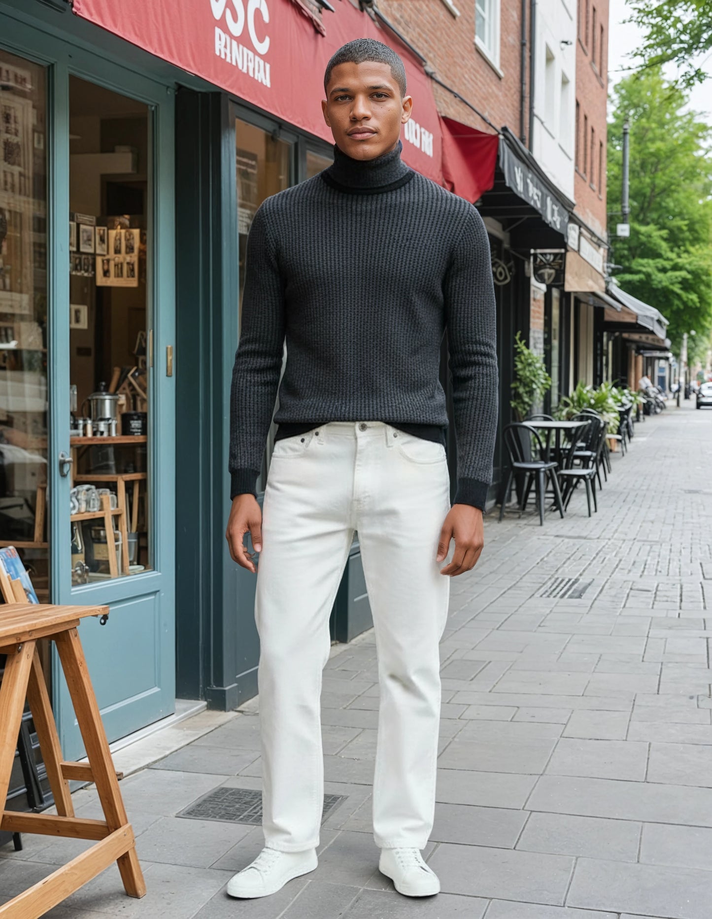 100% Cotton Black Knitted Sweater