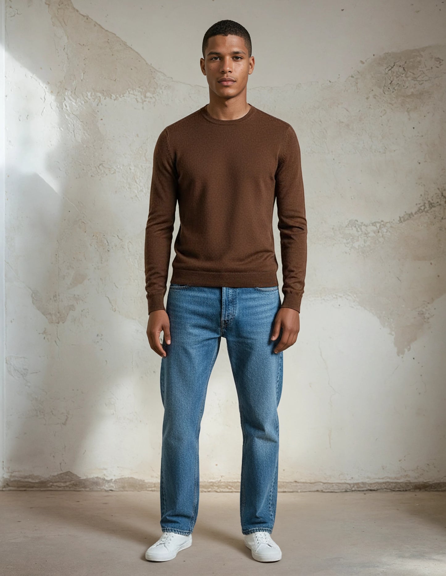 Premium Extra Fine Merino Wool Oak Brown Sweater
