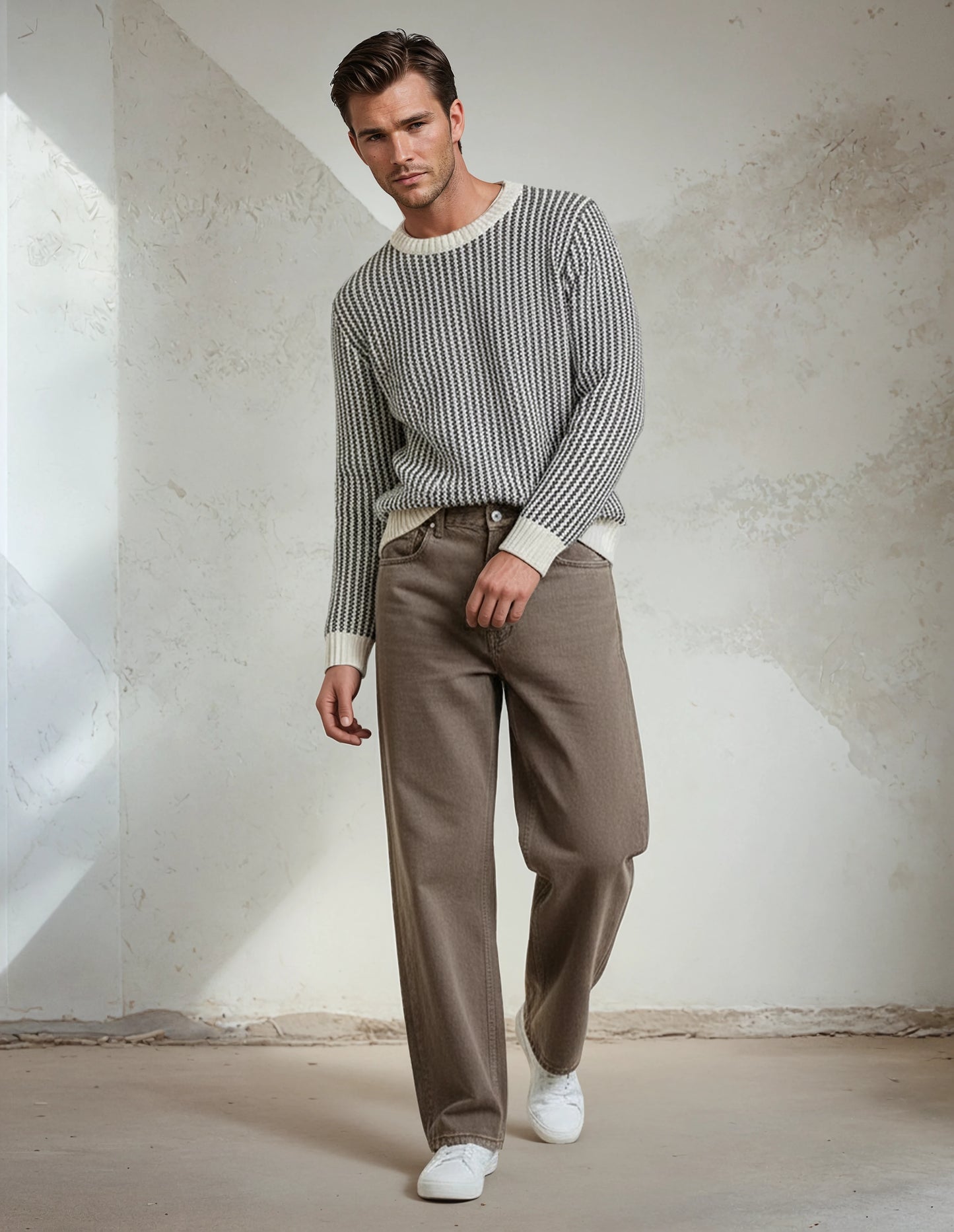 100% Cotton Off White Premium Knitted Sweater