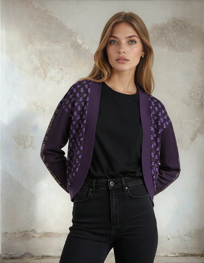 Halloween Ghost Drop Shoulder Knitted Eerie Black Cardigan