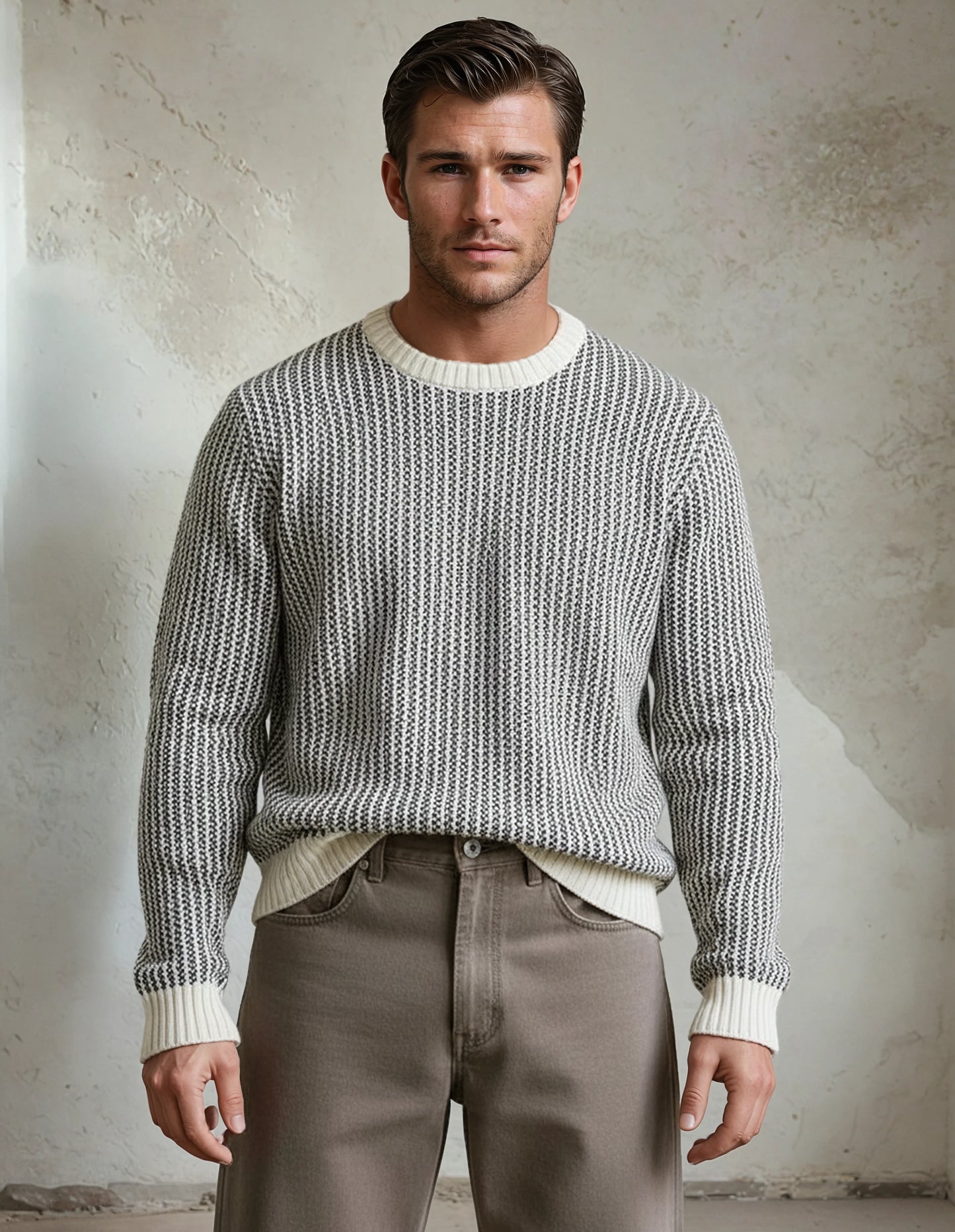 100% Cotton Off White Premium Knitted Sweater