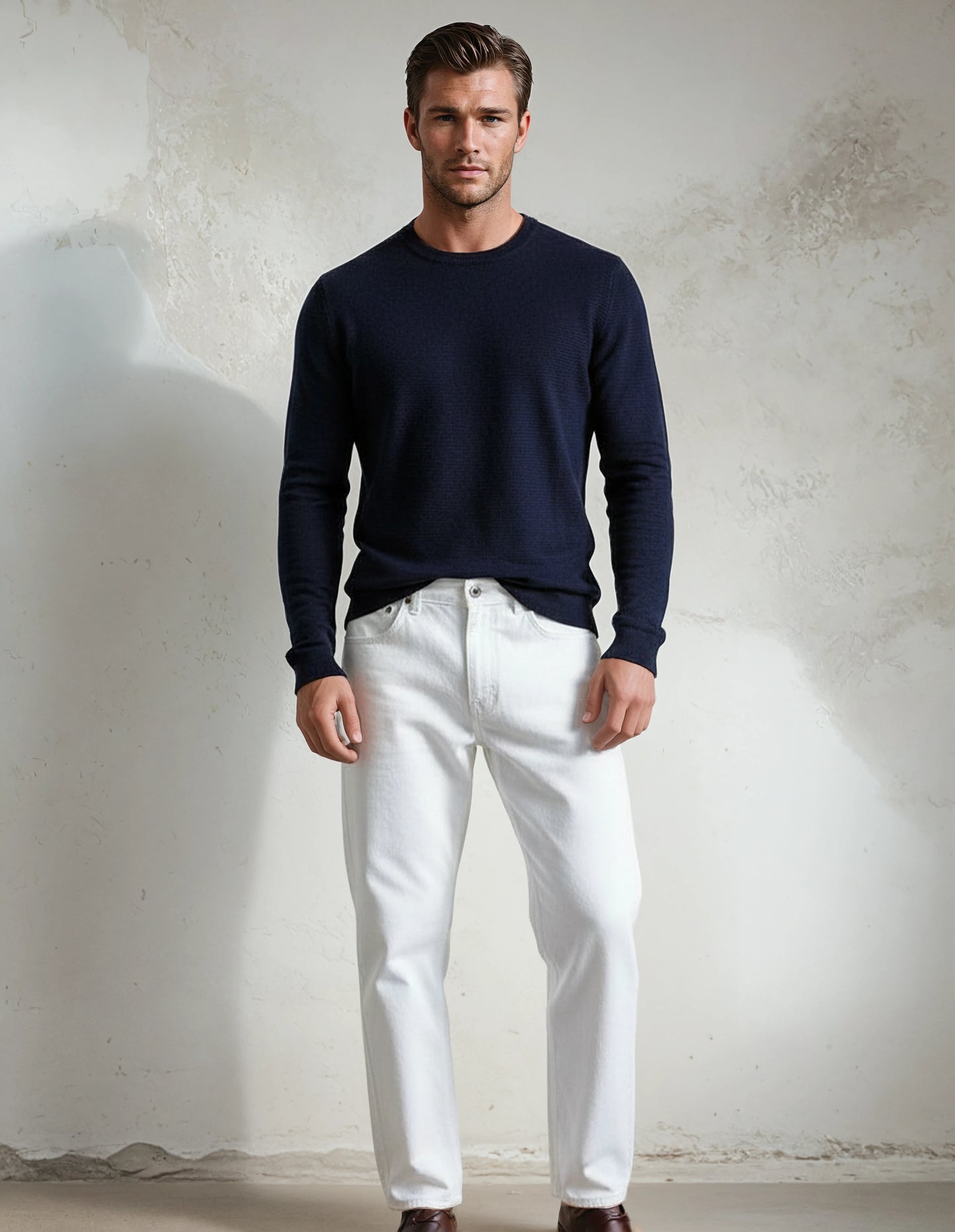 Premium Extra Fine Merino Wool Navy Sweater