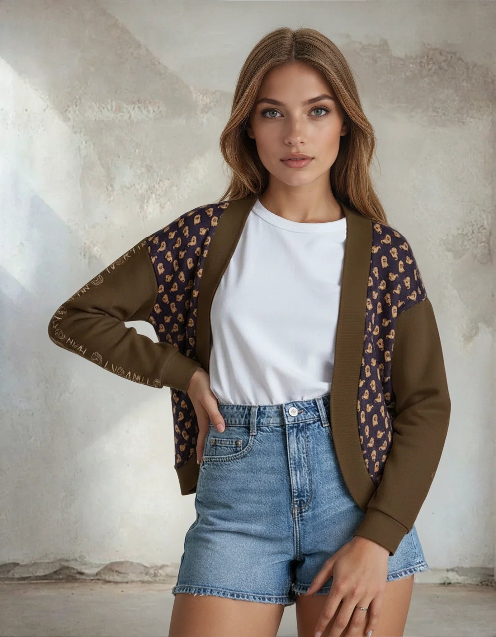 Halloween Ghost Drop Shoulder Knitted Café Noir Cardigan