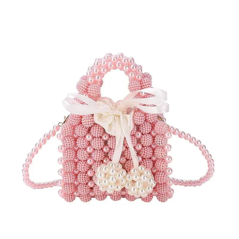 Bow Pearl Bead Handwoven Crossbody - IVORYNN