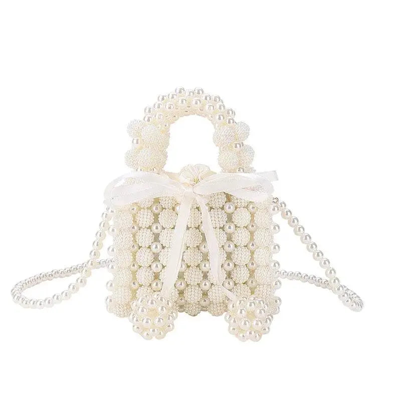 Bow Pearl Bead Handwoven Crossbody - IVORYNN