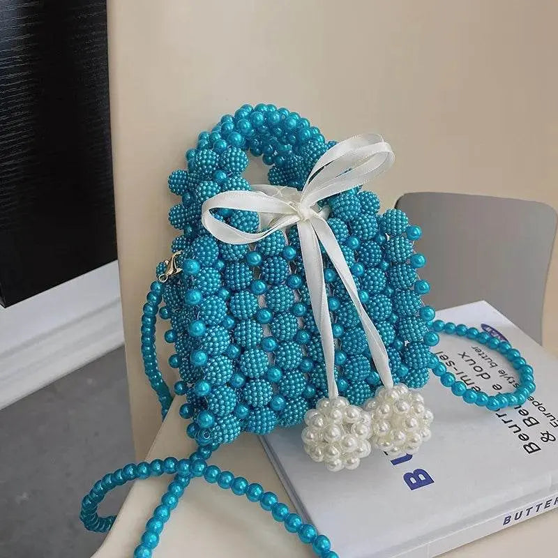 Bow Pearl Bead Handwoven Crossbody - IVORYNN