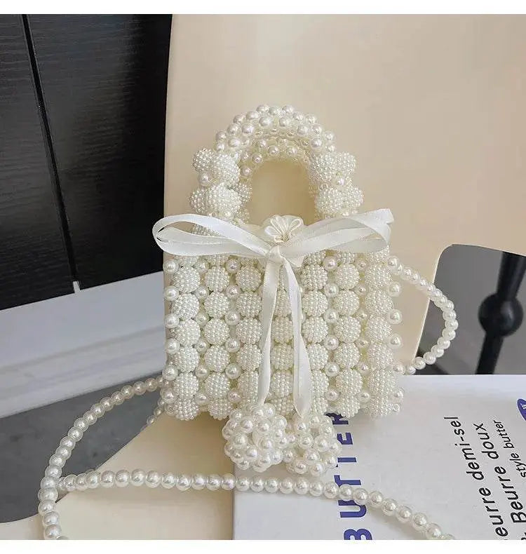 Bow Pearl Bead Handwoven Crossbody - IVORYNN