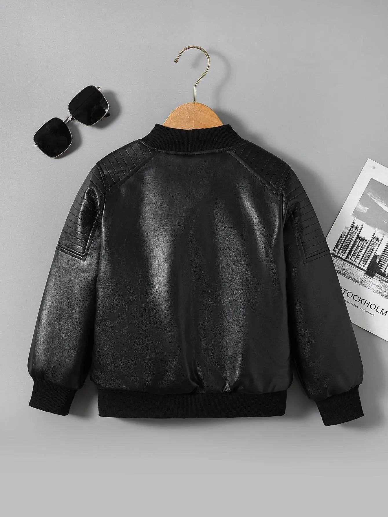Boys Fleece-Lined Zip-Up Black Jacket - IVORYNN